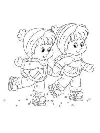 Två barn åker skridskor