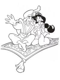 Aladdin och Yasmine på deras matta