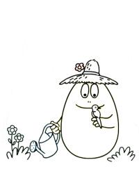 Barbapapa vattnar blommorna