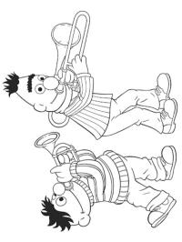 Bert och Ernie spelar trumpet