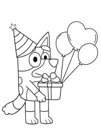 Bluey med en present