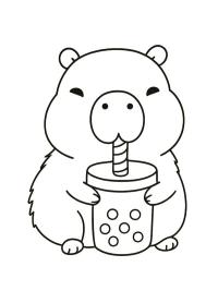 Kapybara dricker bubble tea