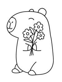 Capybara med blommor