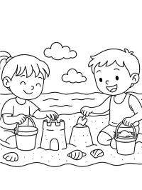 Barn som leker på stranden