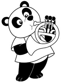 Panda spelar trumpet