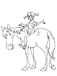 Pippi sitter på hästen