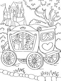 Prinsessa och prins i en vagn