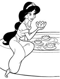Prinsessan Jasmine håller en lotusblomma