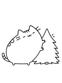 Pusheen vid julgranen