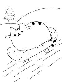 Pusheen på en skateboard