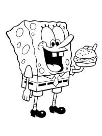 Spongebob äter hamburgare