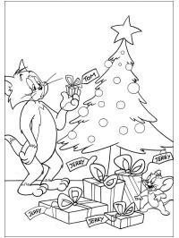 Tom och Jerry vid julgranen