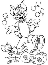 Tom och Jerry lyssnar på musik