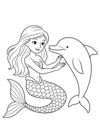 Sjöjungfru med delfin
