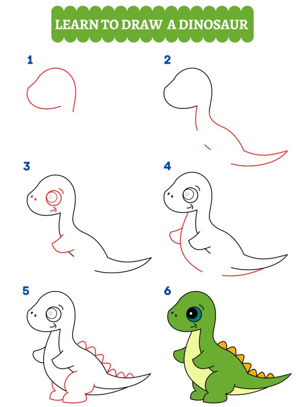 Hur man ritar en söt dinosaurie
