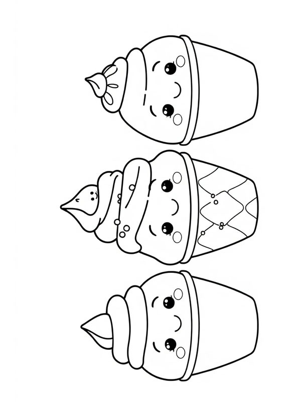3 kawaii-glassar Målarbild 3 kawaii-glassar Målarbild