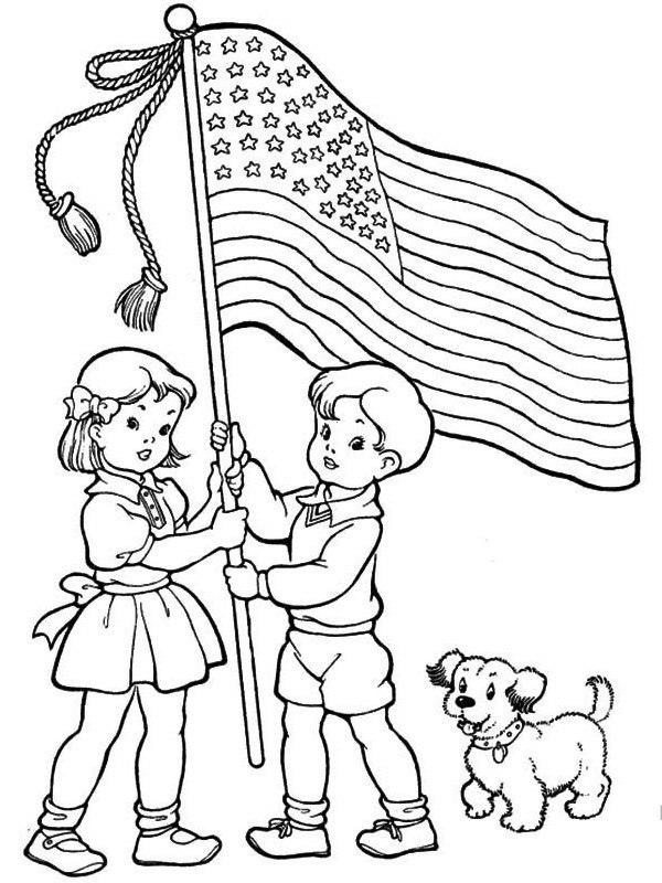 Amerikansk flagga upphållen av barn Målarbild
