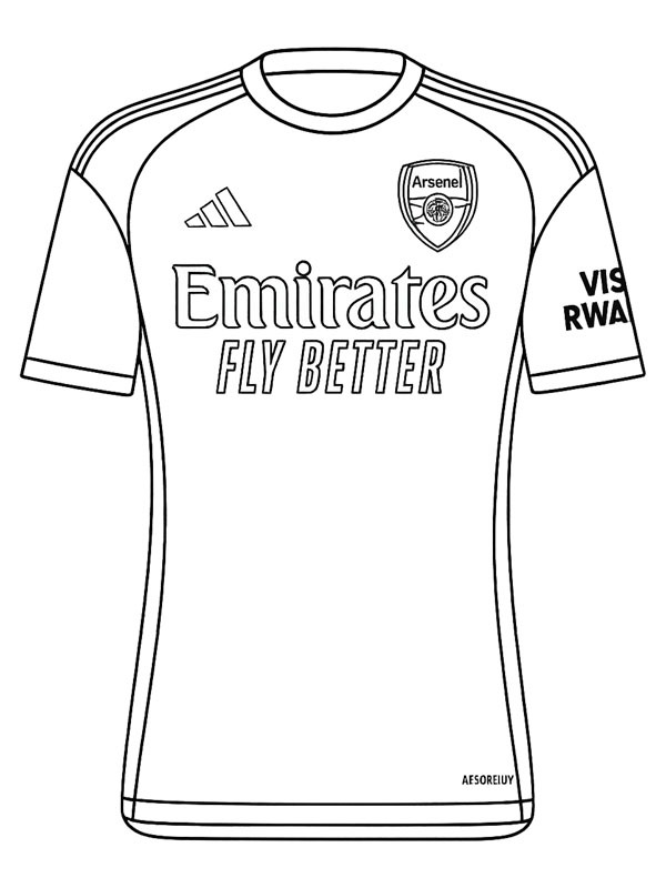 Arsenal fotbollströja Målarbild Arsenal fotbollströja Målarbild