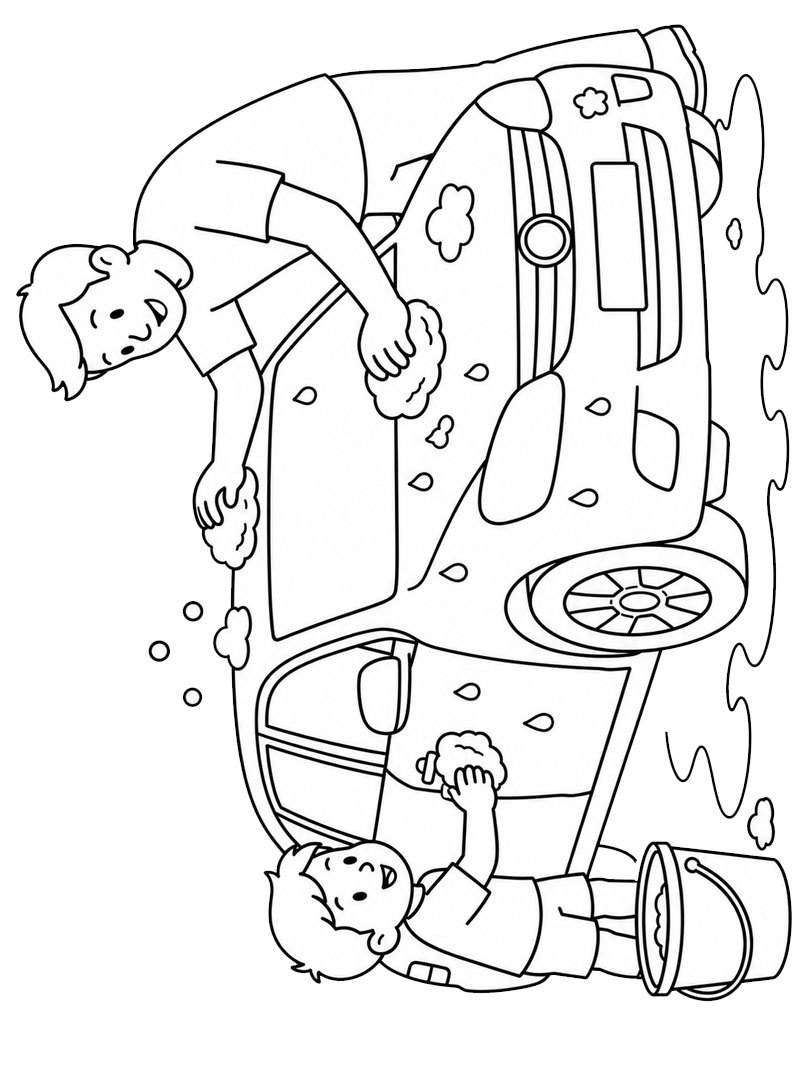 Tv&auml;tta bilen med pappa Målarbild