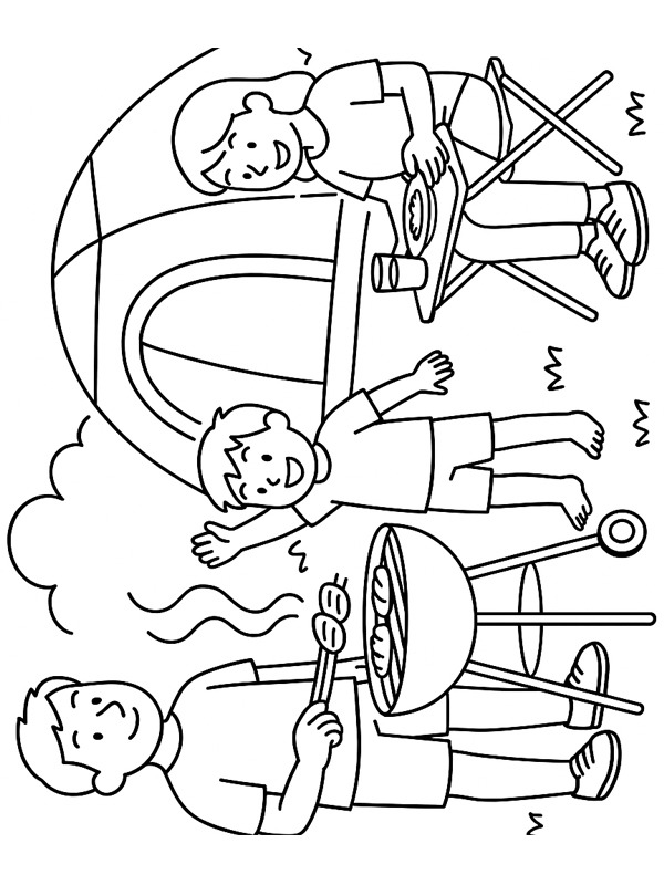 Grilla p&aring; campingen Målarbild