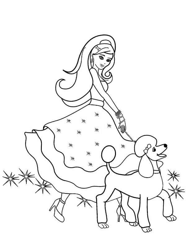 Barbie med pudel Målarbild Barbie med pudel Målarbild