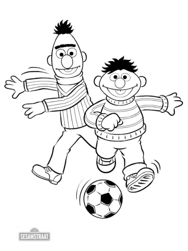 Bert och Ernie spelar fotboll Målarbild