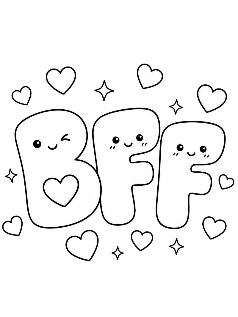 Söta BFF-bokstäver Målarbild Söta BFF-bokstäver Målarbild