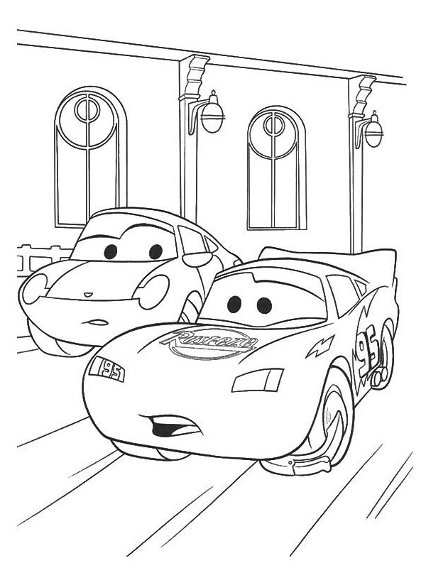 Blixten McQueen och Sally Carrera Målarbild Blixten McQueen och Sally Carrera Målarbild