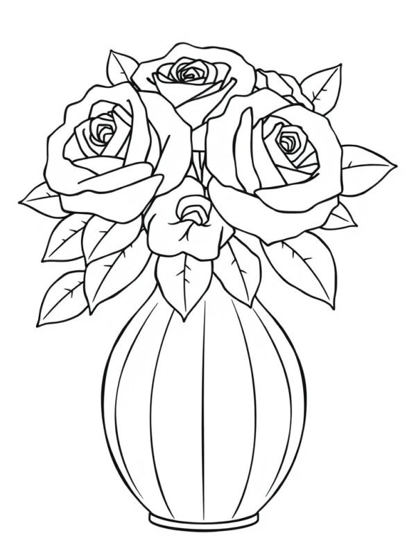 Rosbukett i vas Målarbild Rosbukett i vas Målarbild