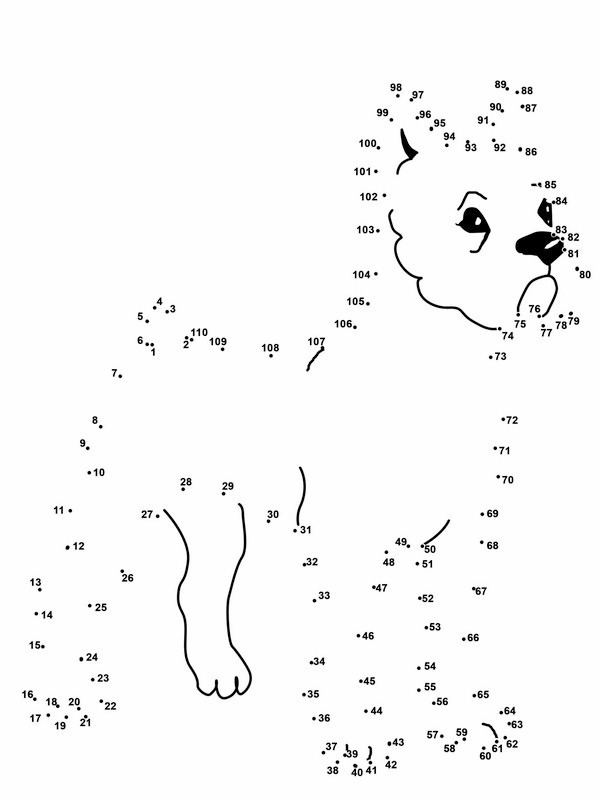 Koppla ihop prickarna hund Målarbild Koppla ihop prickarna hund Målarbild
