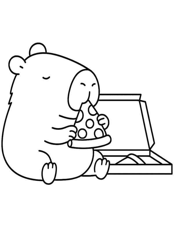 Capybara &auml;ter pizza Målarbild