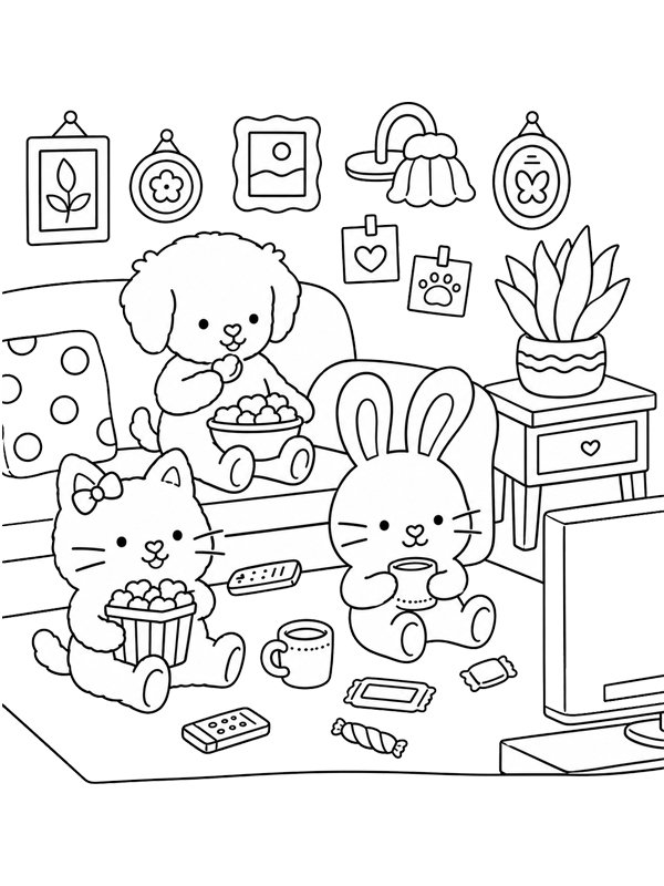 Cozy tv-tittande Målarbild
