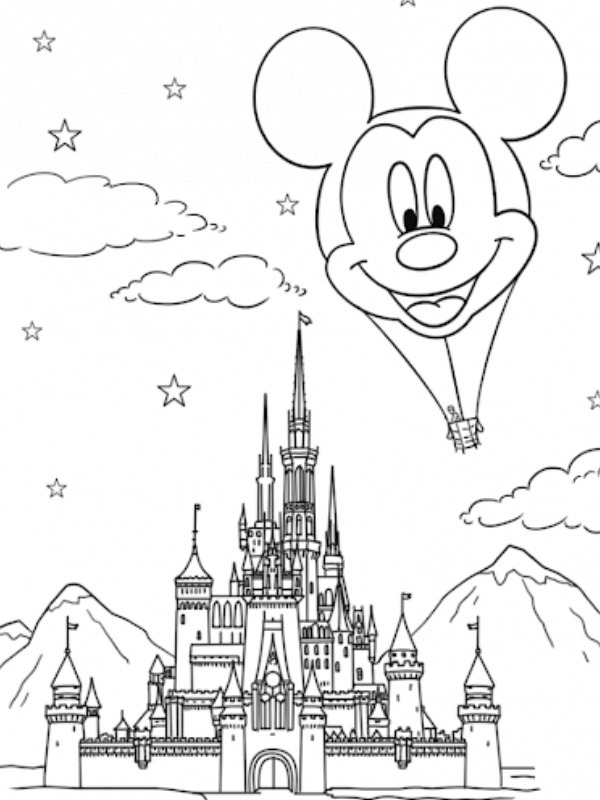 Disneyland Slott Musse Pigg luftballong Målarbild