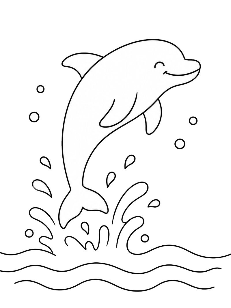 Delfin hoppar upp ur vattnet Målarbild