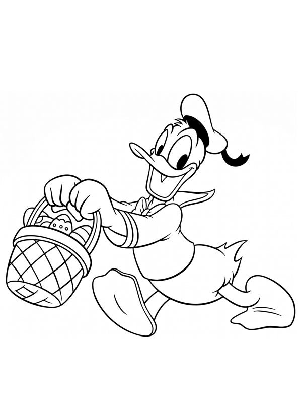 Kalle Anka med p&aring;skkorg Målarbild