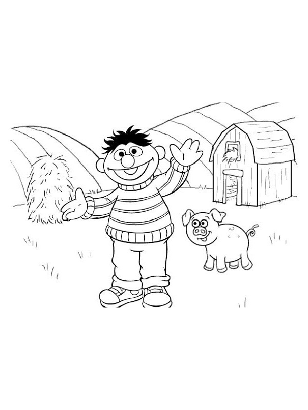 Ernie på bondgården Målarbild