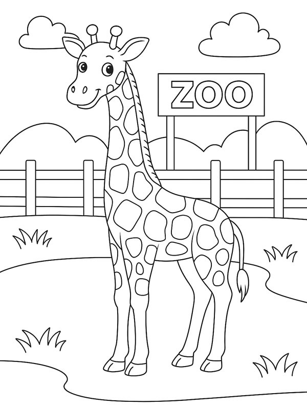 Giraff i djurparken Målarbild Giraff i djurparken Målarbild