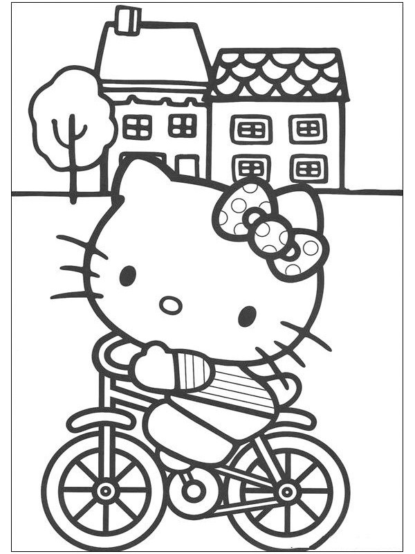 Hello Kitty på cykeln Målarbild