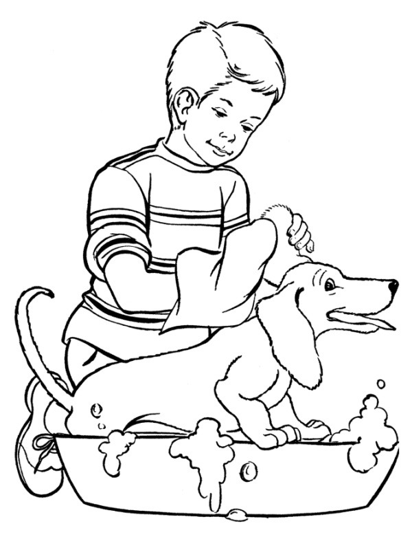 Tvätta hunden Målarbild