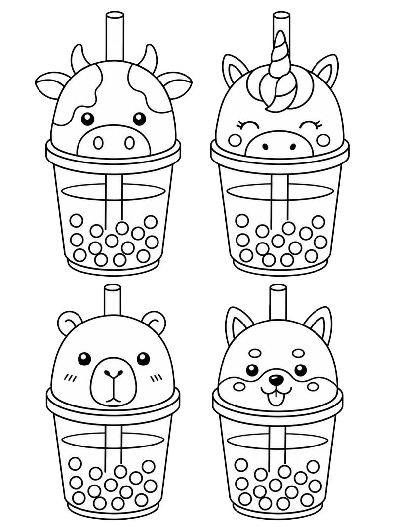 Kawaii bubble tea-muggar Målarbild