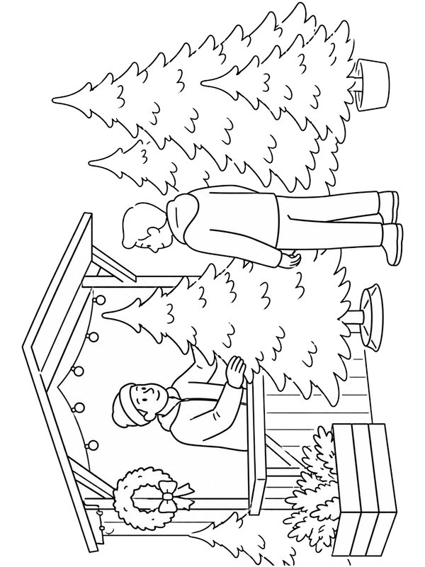 Julgransförsäljning Målarbild Julgransförsäljning Målarbild