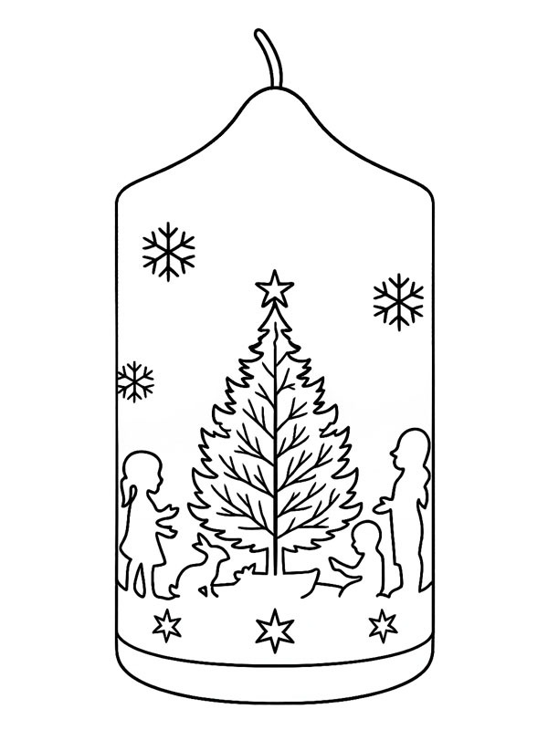Julstearinljus med julgran Målarbild Julstearinljus med julgran Målarbild