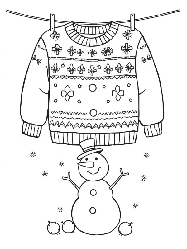 Jultröja och snögubbe Målarbild Jultröja och snögubbe Målarbild