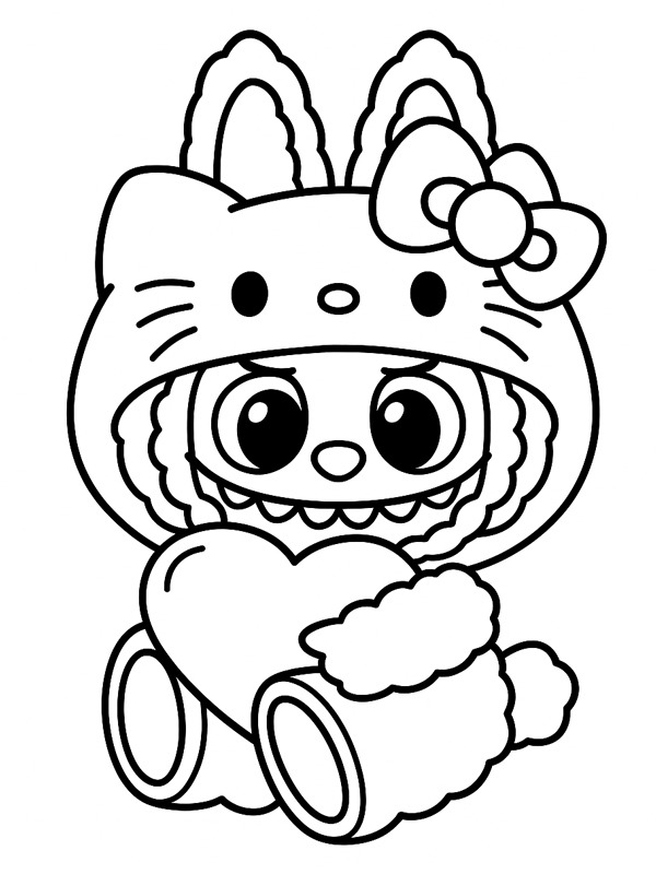 Labubu Hello Kitty Målarbild Labubu Hello Kitty Målarbild