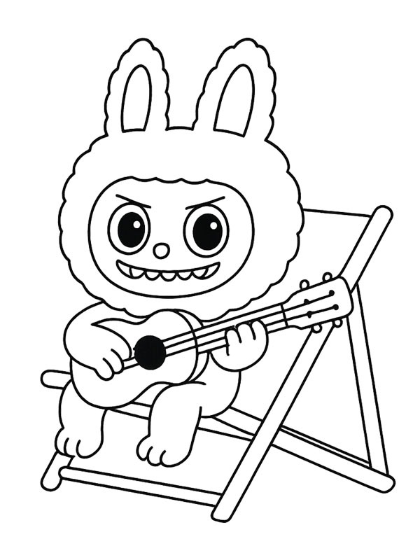 Labubu spelar gitarr Målarbild Labubu spelar gitarr Målarbild