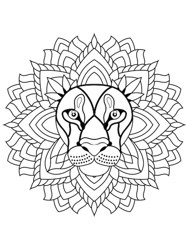 Lejon mandala Målarbild