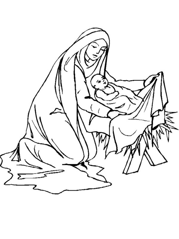 Mary och Jesus Målarbild
