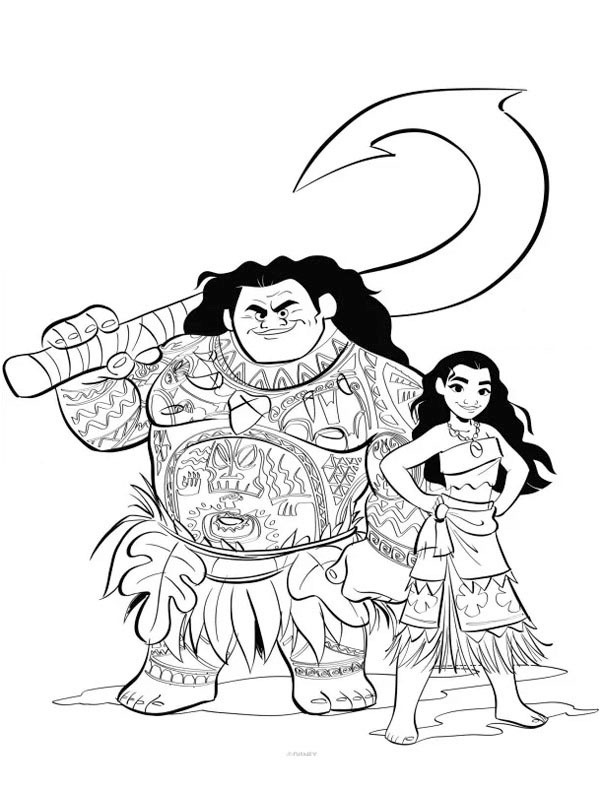 Maui och Moana Målarbild Maui och Moana Målarbild