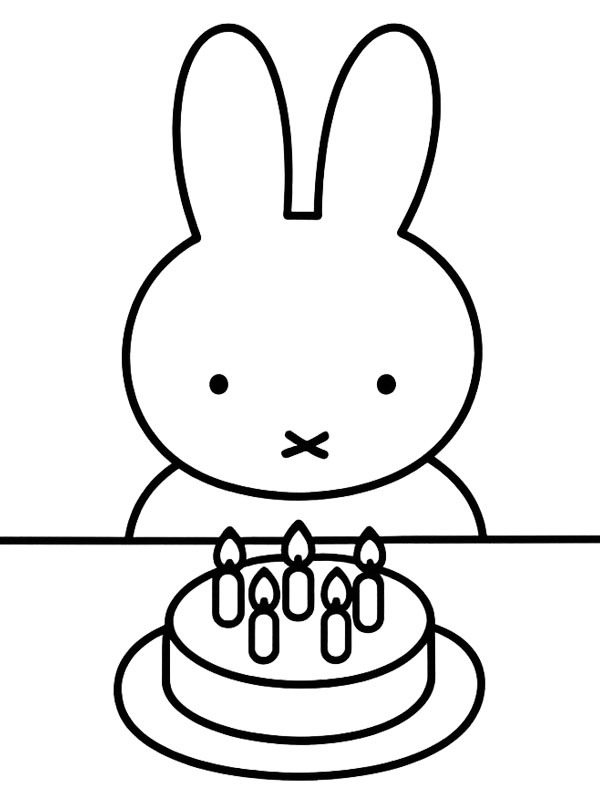 Miffy med tårta Målarbild Miffy med tårta Målarbild