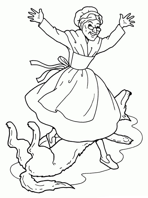 Rödluvans mormor räddas Målarbild Rödluvans mormor räddas Målarbild